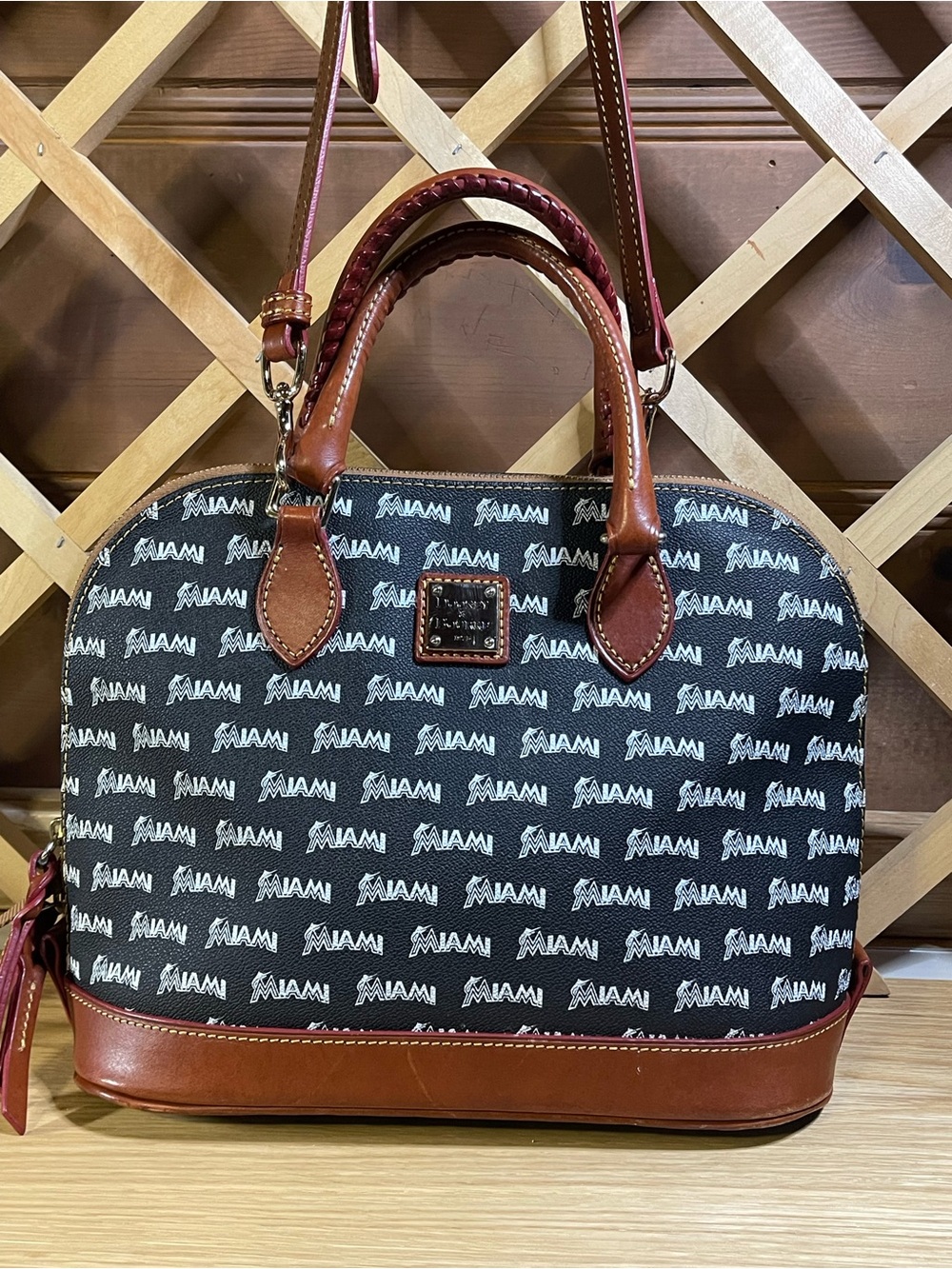 Authentic Dooney & Bourke Official MLB 'MIAMI' Marlins /Vachetta Leather Trim